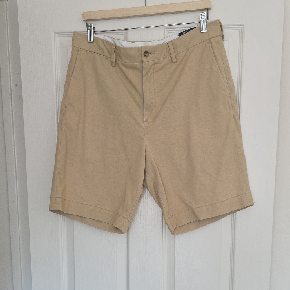 Men Ralph Lauren Tan Flat Front Shorts